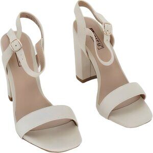 IDIFU Nude Block Heel Slingback Sandals Square Toe - Women's US 6